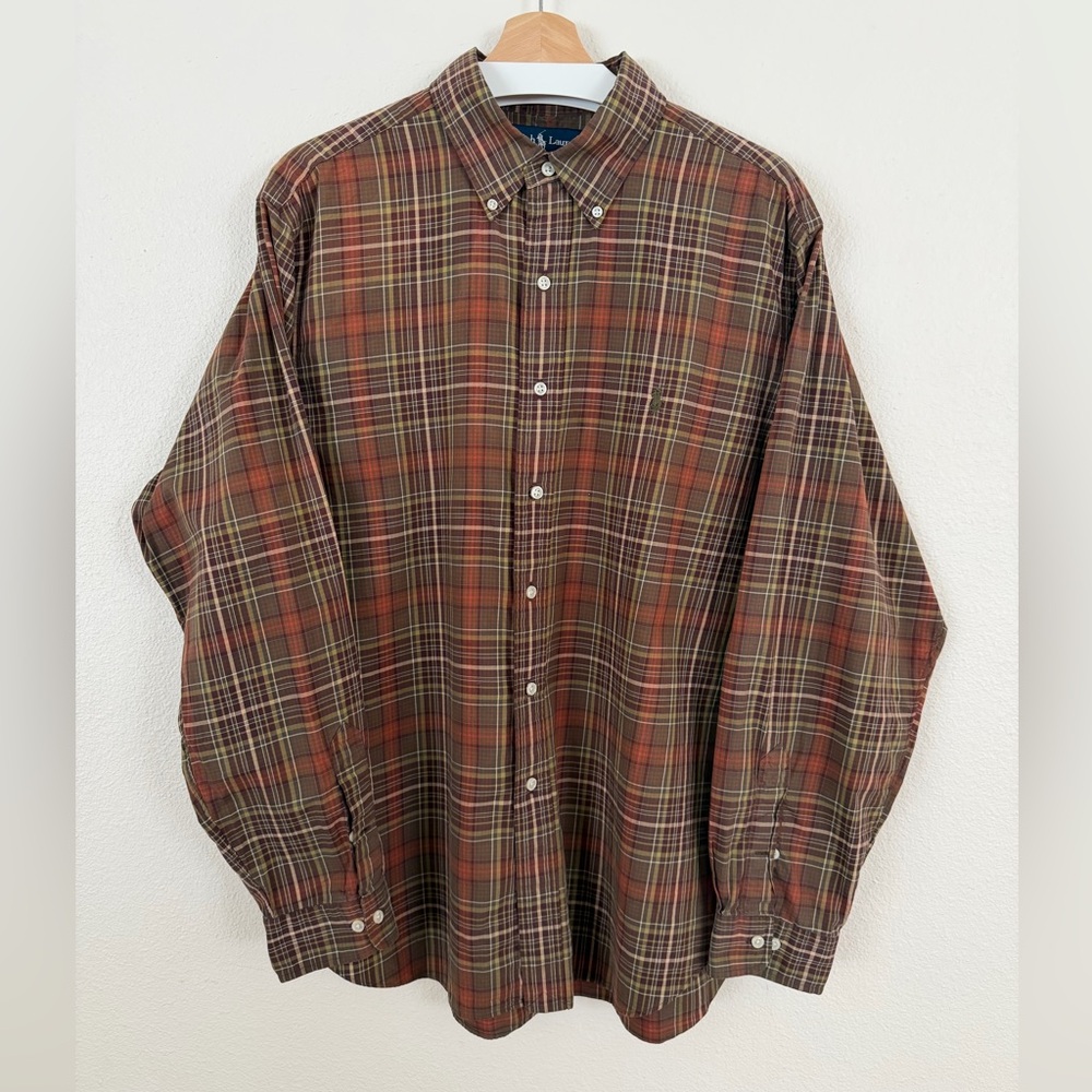Vintage Ralph Lauren Brown Plaid Casual Shirt